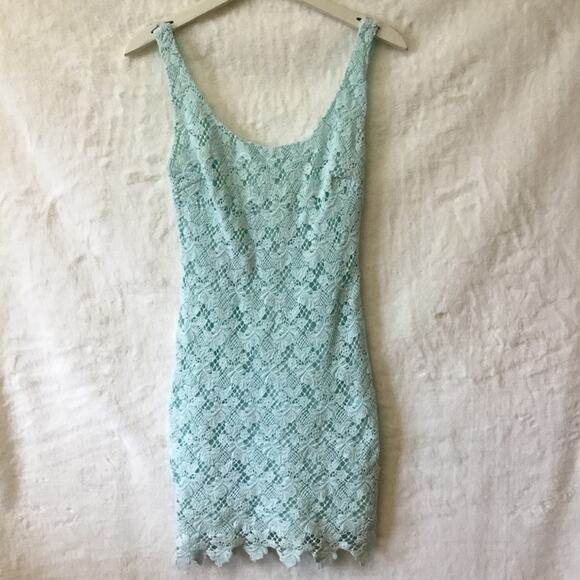 Zara Trafaluc Turquoise Lace Mini Dress - Picture 1 of 13